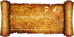 Pilinger Arikán névjegykártya